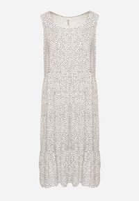 Born2be - Biała Bawełniana Sukienka w Kropki z Falbanami Zerolia. Okazja: na co dzień, na spotkanie biznesowe, do pracy. Kolor: biały. Materiał: bawełna. Wzór: kropki. Typ sukienki: proste. Styl: biznesowy, casual, klasyczny #2