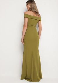 Born2be - Jasnozielona Koktajlowa Sukienka z Hiszpańskim Dekoltem Erpollia. Okazja: na imprezę. Kolor: zielony. Styl: wizytowy #3