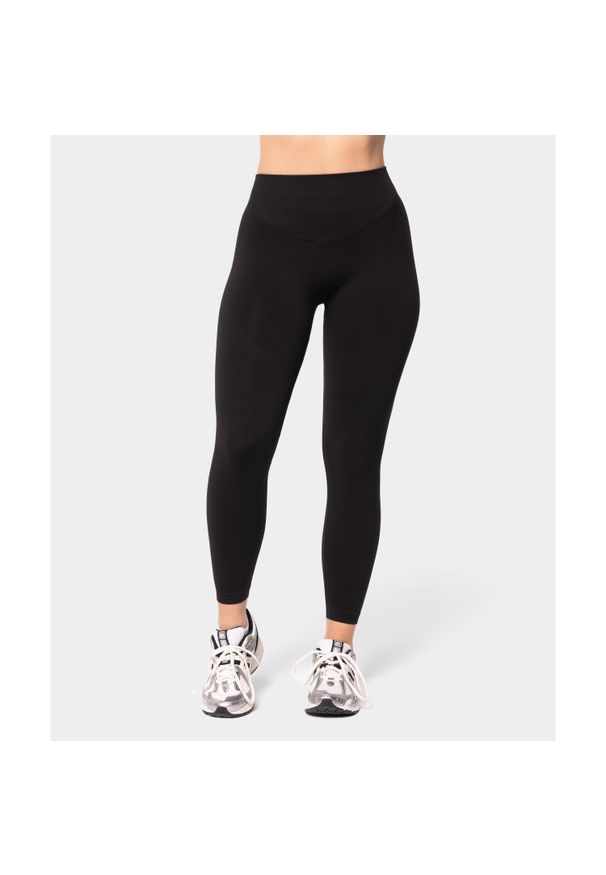 Legginsy bezszwowe Carpatree Accolade czarne. Kolor: czarny. Sport: fitness