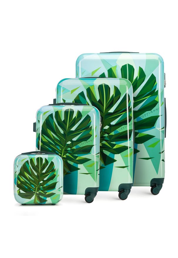 Wittchen - Komplet walizek z ABS-u z nadrukiem. Kolor: niebieski, wielokolorowy, zielony. Materiał: guma. Wzór: nadruk. Styl: wakacyjny