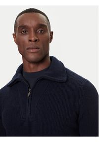 Bugatti Sweter 7500-85566D Granatowy Regular Fit. Kolor: niebieski. Materiał: wełna #3