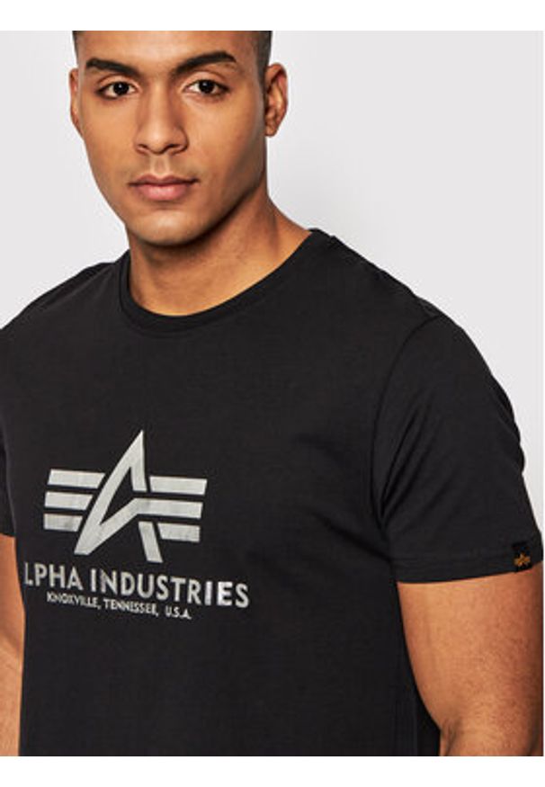 Alpha Industries T-Shirt Basic Foll Print 100501FP Czarny Regular Fit. Kolor: czarny. Materiał: bawełna. Wzór: nadruk