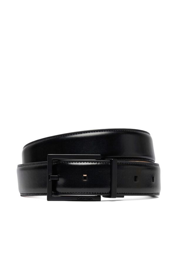 Calvin Klein Pasek Męski Square Buckle Smooth 32Mm Adj LV04D7026G Czarny. Kolor: czarny. Materiał: skóra