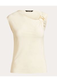 Lauren Ralph Lauren - LAUREN BY RALPH LAUREN - Asymetryczna bluzka ecru z ozdobną klamrą. Kolor: biały #5