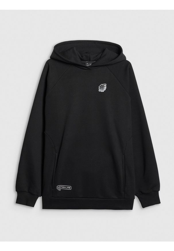4f - 4F Bluza dresowa nierozpinana z kapturem męska - czarna XL. Typ kołnierza: kaptur. Kolor: czarny. Materiał: dresówka