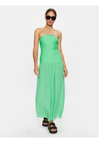 Karl Lagerfeld - KARL LAGERFELD Sukienka letnia Straples Beach Dress 231W2206 Zielony Regular Fit. Typ kołnierza: dekolt w karo. Kolor: zielony. Materiał: syntetyk. Sezon: lato
