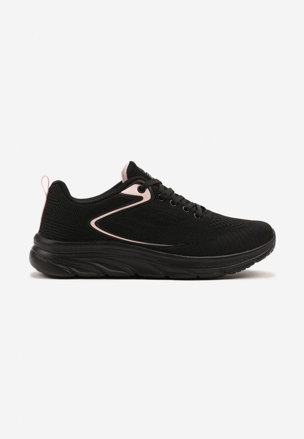 Born2be - Czarno-Różowe Buty Sportowe Sneakersy z Siateczki Uloniria. Okazja: na co dzień. Kolor: czarny. Materiał: jeans. Szerokość cholewki: normalna. Wzór: aplikacja