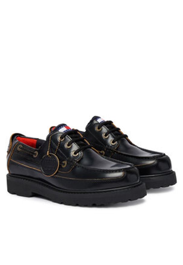 Tommy Jeans Półbuty Archive '01 Boat Shoe Lthr EM0EM01705 Czarny. Kolor: czarny. Materiał: skóra