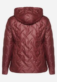 Born2be - Czerwona Pikowana Kurtka z Kapturem i Podszewką w Panterkę Felandre. Okazja: na co dzień, na spacer. Typ kołnierza: kaptur. Kolekcja: plus size. Kolor: czerwony. Materiał: jeans. Wzór: motyw zwierzęcy. Styl: klasyczny, casual #7