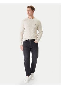 TOMMY HILFIGER - Tommy Hilfiger Sweter MW0MW33132 Beżowy Regular Fit. Kolor: beżowy. Materiał: bawełna #3