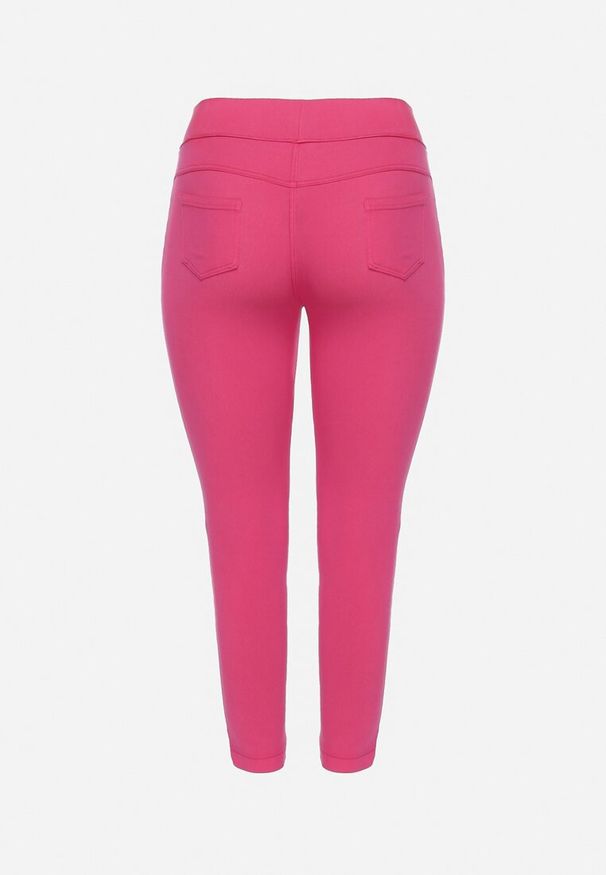 Born2be - Ciemnoróżowe Spodnie Skinny z Kieszeniami Afrina. Kolekcja: plus size. Kolor: różowy. Długość: do kostek