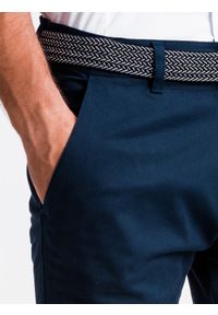Ombre Clothing - Spodnie męskie chino - jasnogranatowe P830 - XXL. Kolor: niebieski. Materiał: tkanina, elastan, bawełna. Styl: klasyczny, elegancki #6