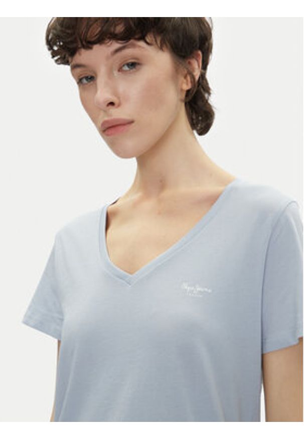 Pepe Jeans T-Shirt Macy PL506051 Niebieski Regular Fit. Kolor: niebieski. Materiał: bawełna