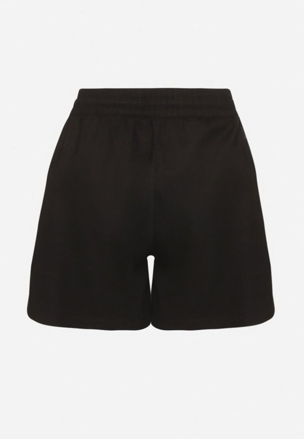 Born2be - Czarne Dresowe Szorty o Prostym Kroju z Wiązaniem i Kieszeniami Foladea. Okazja: na co dzień, na spacer. Kolor: czarny. Materiał: dresówka. Styl: klasyczny, casual