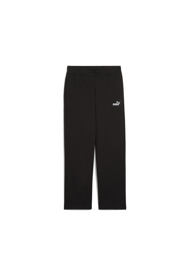 Puma - Damskie spodnie z prostymi nogawkami i małym logo No. 1 ESS Comfort PUMA Black. Kolor: wielokolorowy, czarny. Wzór: haft