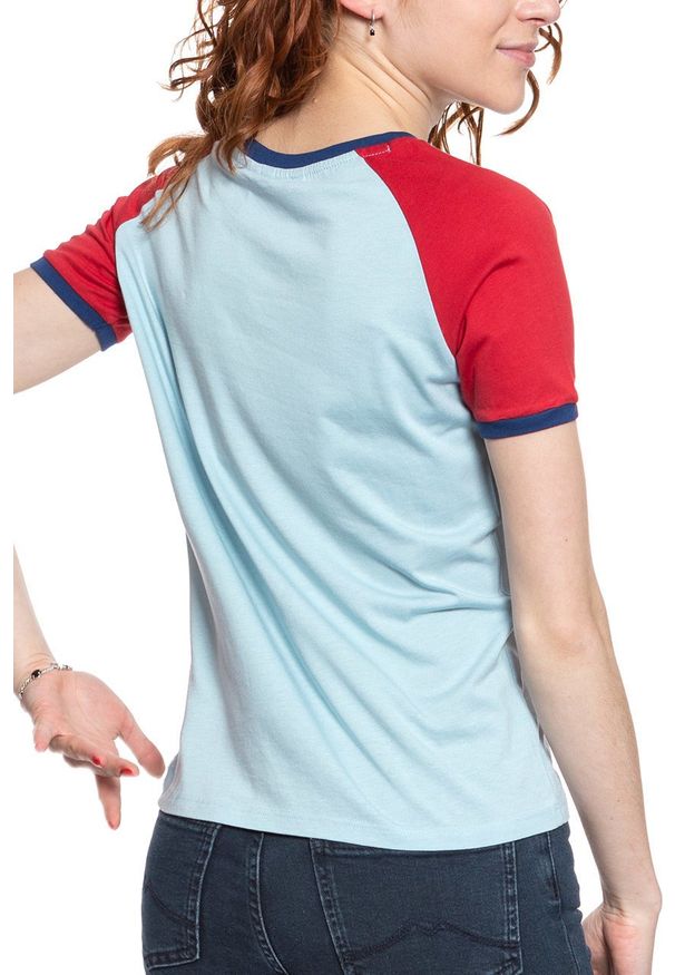 Wrangler - WRANGLER T SHIRT DAMSKI RAGLAN TEE ANGEL FALLS BLU W7N8F6B07 112131984. Długość rękawa: raglanowy rękaw
