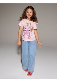 Sinsay - Bawełniana koszulka z nadrukiem Stitch - różowy. Kolor: różowy. Materiał: bawełna. Wzór: nadruk #1