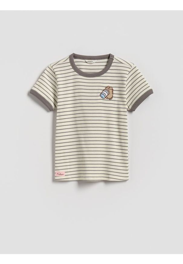 Reserved - T-shirt w paski Pusheen - wielobarwny. Materiał: bawełna. Wzór: paski