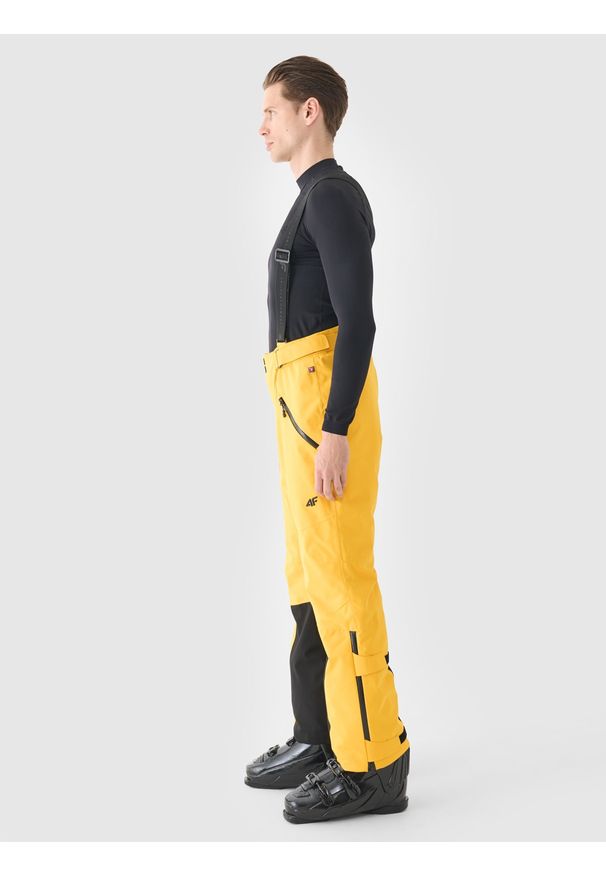 4f - 4F Spodnie narciarskie z szelkami membrana Dermizax 20000 męskie - żółte XXL. Kolor: żółty. Materiał: dzianina, poliester, tkanina, materiał. Technologia: Dermizax. Długość: długie. Sezon: zima. Sport: narciarstwo