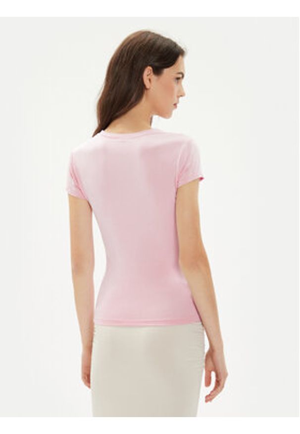 Gina Tricot T-Shirt 21287 Różowy Slim Fit. Kolor: różowy. Materiał: wiskoza