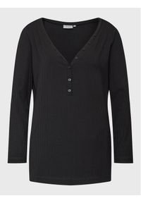 Calvin Klein Curve Bluzka Inclu Modal Rib Henley K20K205460 Czarny Regular Fit. Typ kołnierza: typu henley. Kolor: czarny