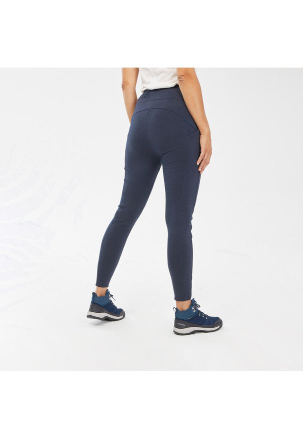 quechua - Legginsy turystyczne damskie Quechua NH100. Stan: podwyższony. Kolor: niebieski. Materiał: materiał, elastan, poliester, lyocell. Sport: turystyka piesza