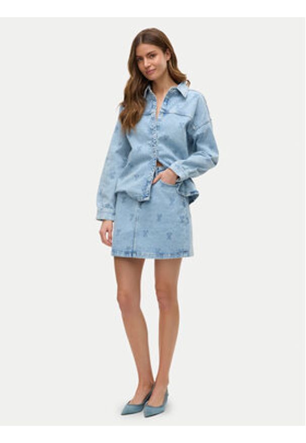 Vero Moda Spódnica jeansowa Tessa 10326888 Niebieski Regular Fit. Kolor: niebieski. Materiał: bawełna