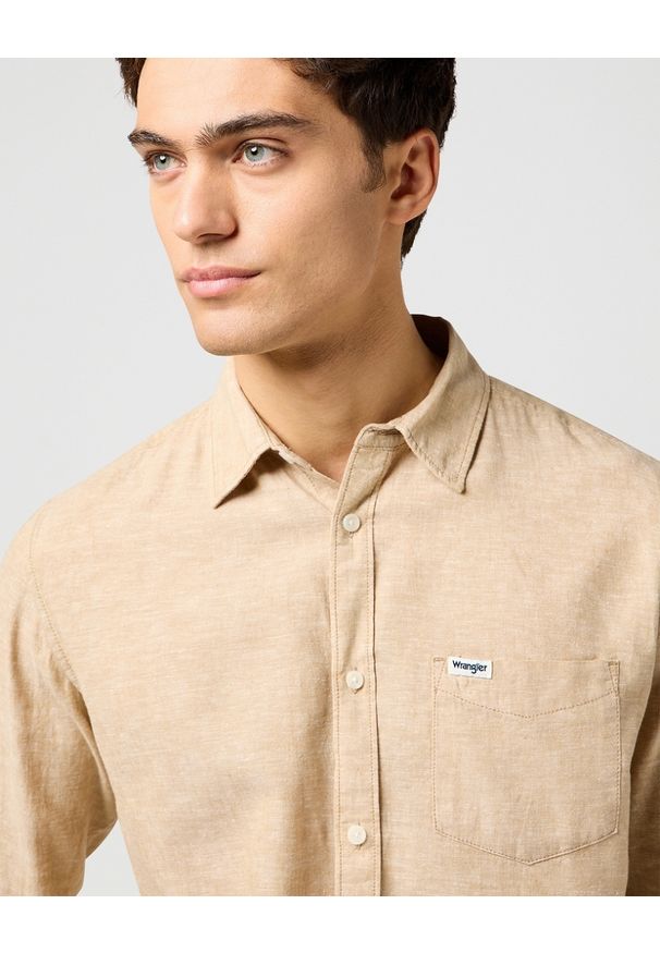 Wrangler - MESKA KOSZULA WRANGLER 1 PKT SHIRT TIMBERWOLF 112362754