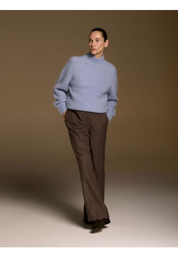 Reserved - Spodnie z wełną - brązowy. Kolor: brązowy. Materiał: wełna