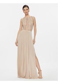Elisabetta Franchi Sukienka wieczorowa AB-477-37E2-V800 Écru Regular Fit. Materiał: syntetyk. Styl: wizytowy #1