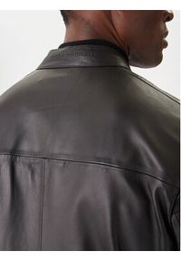 Karl Lagerfeld - KARL LAGERFELD Kurtka skórzana 555022 554421 Czarny Slim Fit. Typ kołnierza: dekolt w karo. Kolor: czarny. Materiał: skóra #7