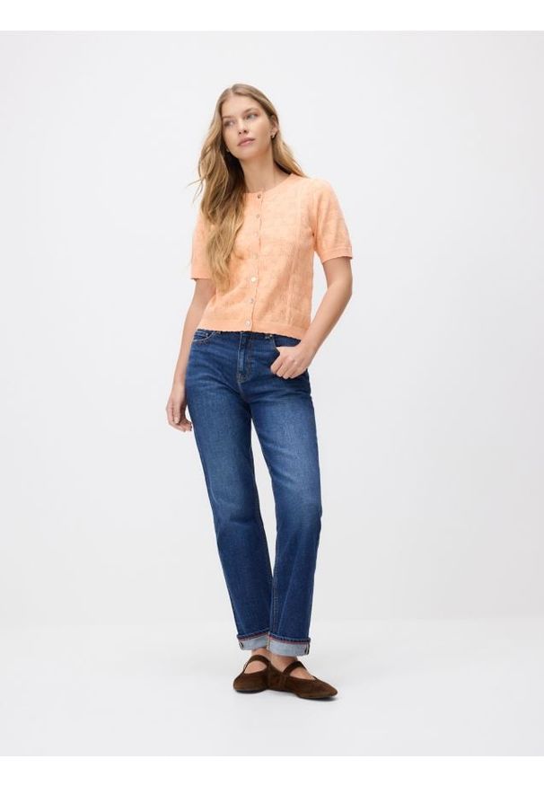 Reserved - Jeansy Boyfriend - niebieski. Kolor: niebieski
