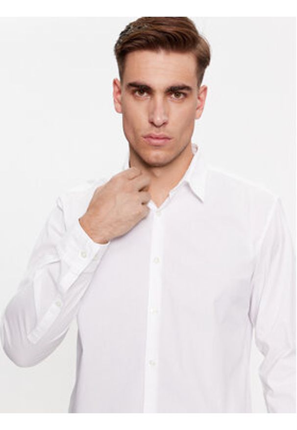 Hugo Koszula Ermo 50500216 Biały Slim Fit. Kolor: biały. Materiał: bawełna