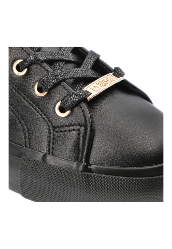 Big-Star - Czarne Sneakersy Big Star Sportowe Obuwie Damskie. Okazja: na co dzień. Kolor: czarny. Materiał: skóra ekologiczna