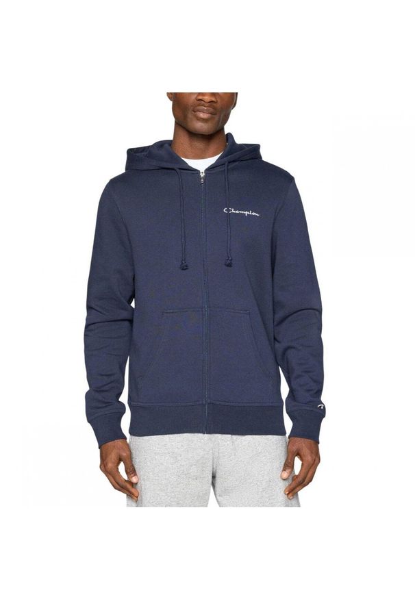 Bluza męska treningowa z kapturem Champion granatowa. Typ kołnierza: kaptur. Kolor: niebieski