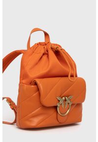 Pinko plecak damski kolor pomarańczowy mały gładki. Kolor: pomarańczowy. Wzór: gładki #3