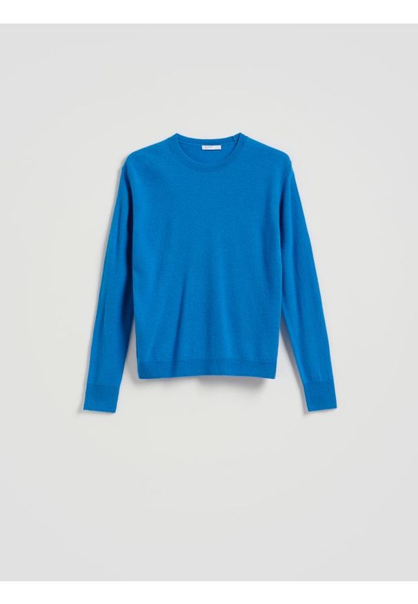 Reserved - Wełniany sweter - niebieski. Kolor: niebieski. Materiał: wełna