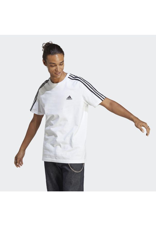 Adidas - Koszulka treningowa męska adidas Essentials Single Jersey 3-Stripes Tee. Kolor: biały, wielokolorowy, czarny. Materiał: jersey