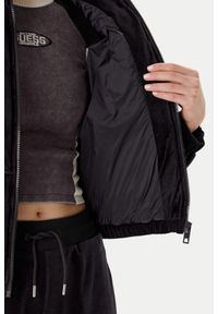 Guess - GUESS Сzarna zamszowa kurtka damska Couture Puffer. Kolor: czarny. Materiał: zamsz