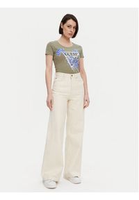 Guess T-Shirt W5GI08 J1314 Khaki Slim Fit. Kolor: brązowy. Materiał: bawełna #4