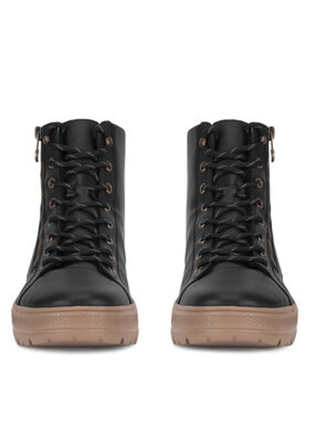 Rieker Trzewiki N0031-00 Czarny. Kolor: czarny. Materiał: materiał