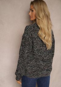 Renee - Czarny Casualowy Sweter z Wełną z Kolorowymi Przeszyciami Dezira. Okazja: na co dzień. Kolor: czarny. Materiał: wełna. Długość rękawa: długi rękaw. Długość: długie. Wzór: kolorowy. Styl: casual #4