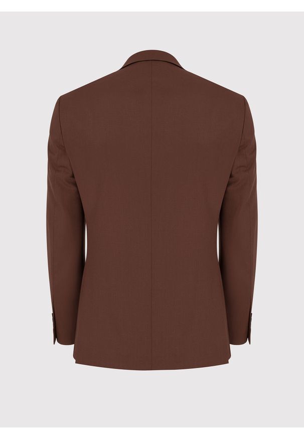 Pako Lorente - PAKO LORENTE – Gładka marynarka garniturowa w kolorze brązowym. Okazja: na wesele, na ślub cywilny. Kolor: brązowy. Materiał: wełna. Wzór: gładki. Styl: boho