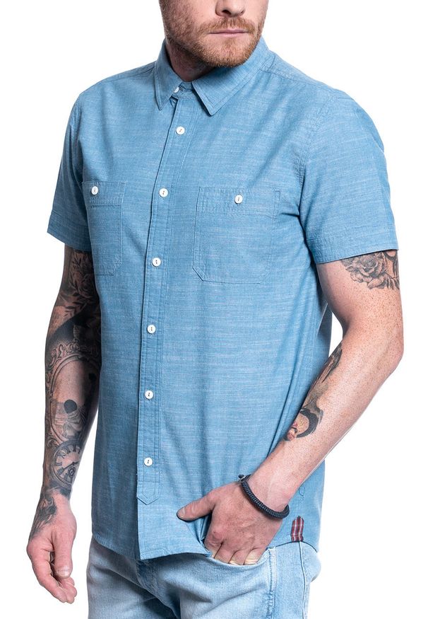 Mustang - MĘSKA KOSZULA MATERIAŁOWA MUSTANG CHRIS SLUB CHAMBRAY 1009829 5317. Materiał: materiał