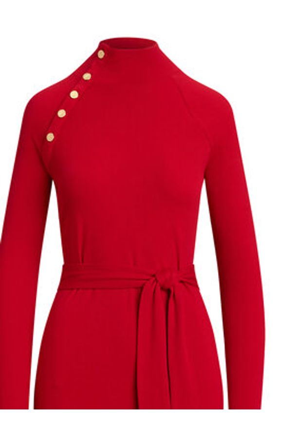 Lauren Ralph Lauren - LAUREN RALPH LAUREN Sukienka dzianinowa 200980036002 Czerwony Slim Fit. Kolor: czerwony. Materiał: bawełna