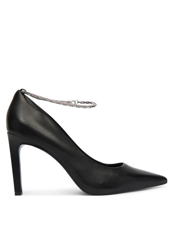 Calvin Klein Szpilki Ess Stiletto Hdw Chain Lth 90 HW0HW02718 Czarny. Kolor: czarny. Materiał: skóra. Obcas: na szpilce