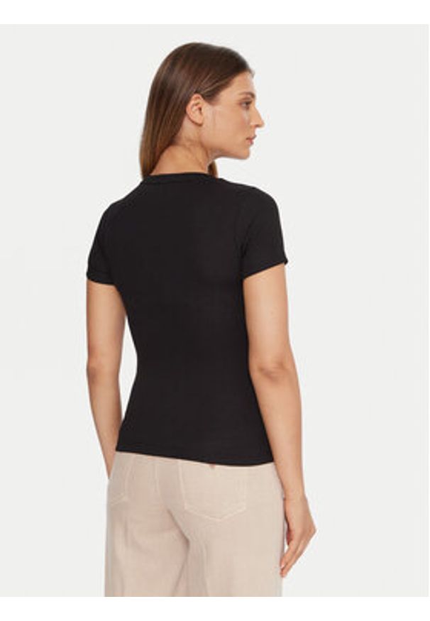 Guess Jeans T-Shirt W5BP45 KA0H1 Czarny Slim Fit. Kolor: czarny. Materiał: bawełna