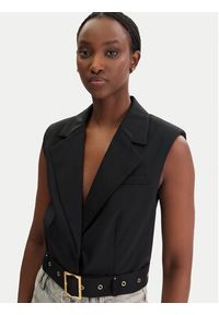 Karl Lagerfeld - KARL LAGERFELD Kamizelka garniturowa B1W14009 Czarny Slim Fit. Typ kołnierza: dekolt w karo. Kolor: czarny. Materiał: syntetyk #5