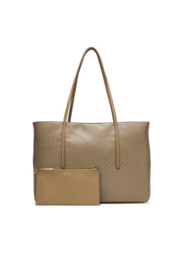 Calvin Klein Torebka Emblem Aop Tote W/ Pouch LV04F3266G Beżowy. Kolor: beżowy. Materiał: skórzane