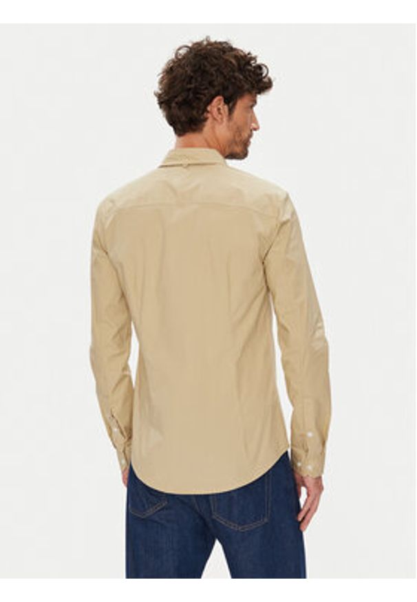 Tommy Jeans Koszula Original DM0DM04405 Beżowy Slim Fit. Kolor: beżowy. Materiał: bawełna